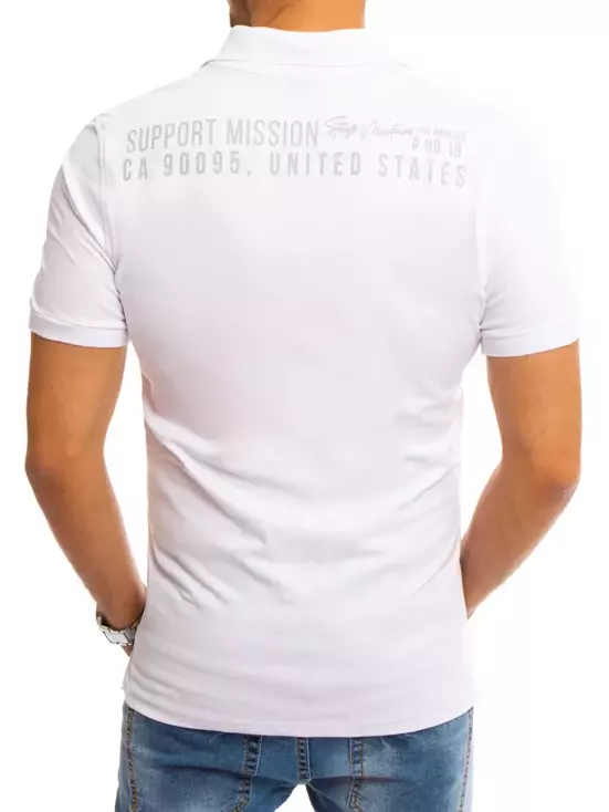 Koszulka polo z nadrukiem biała Dstreet PX0376