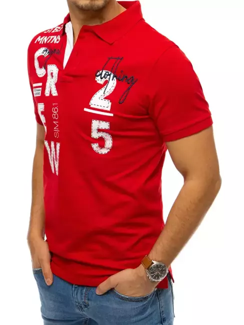 Koszulka polo z nadrukiem czerwona Dstreet PX0379