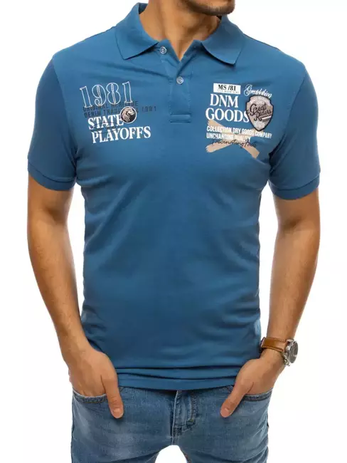 Koszulka polo z nadrukiem niebieska Dstreet PX0384