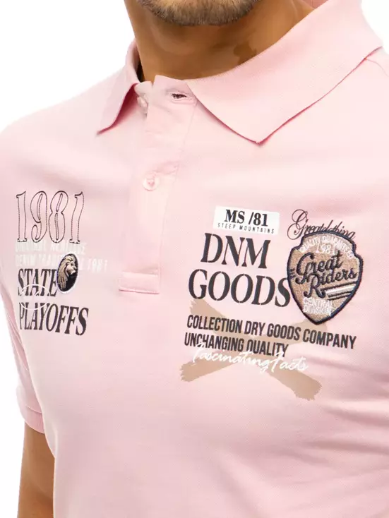 Koszulka polo z nadrukiem różowa Dstreet PX0386