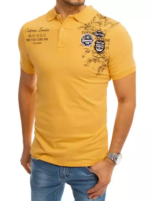 Koszulka polo z nadrukiem żółta Dstreet PX0375