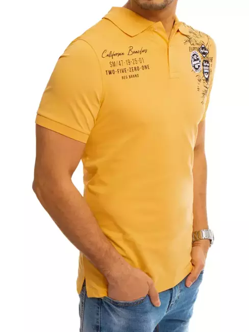 Koszulka polo z nadrukiem żółta Dstreet PX0375