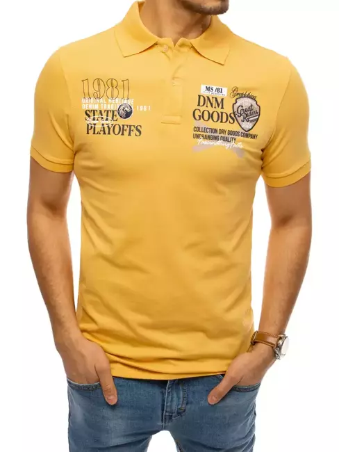 Koszulka polo z nadrukiem żółta Dstreet PX0385