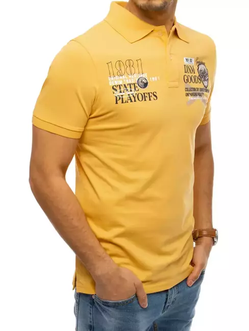 Koszulka polo z nadrukiem żółta Dstreet PX0385