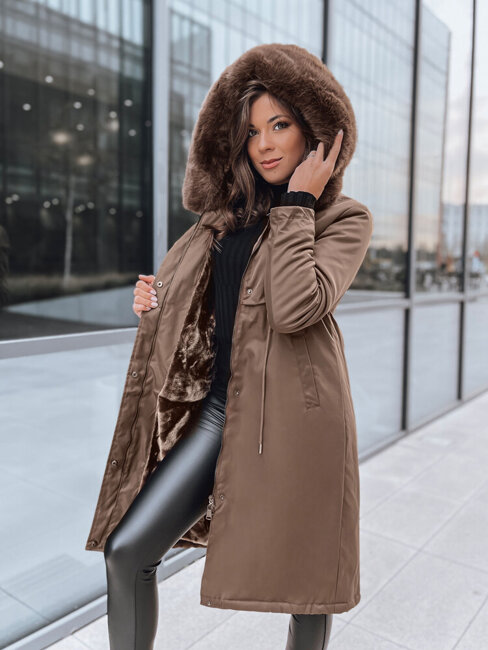 Kurtka zimowa damska parka LUSTER coffee Dstreet TY3956