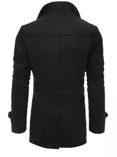Płaszcz męski dwurzędowy czarny Dstreet CX0432