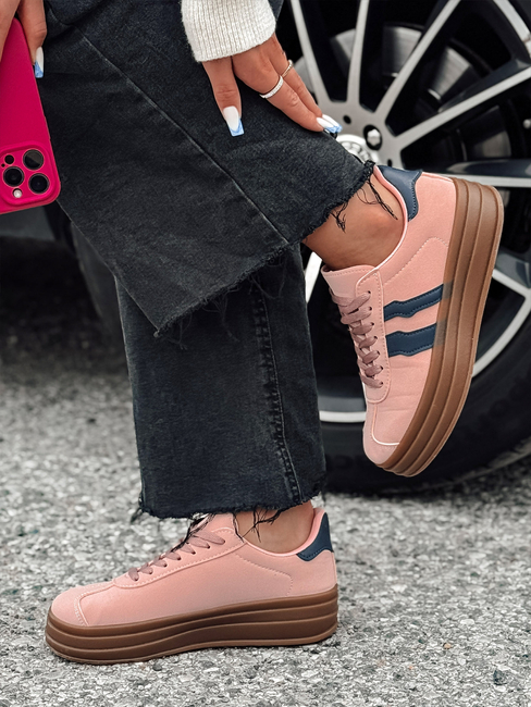 Sneakersy damskie STRIPEY z platformą różowe Dstreet ZY0553