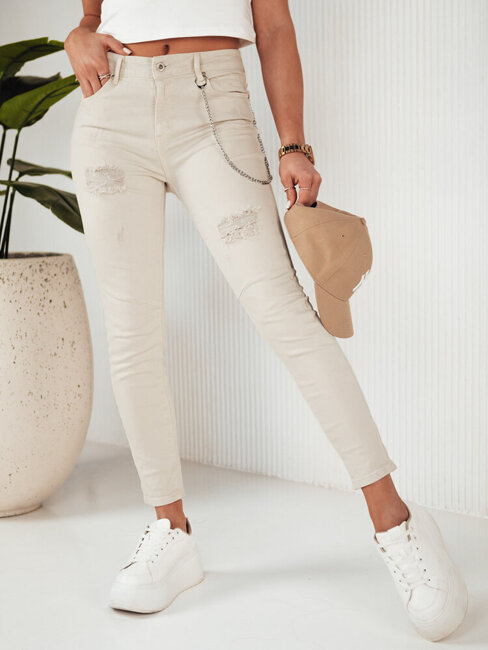 Spodnie damskie jeansowe ALEX jasnobeżowe Dstreet UY1877