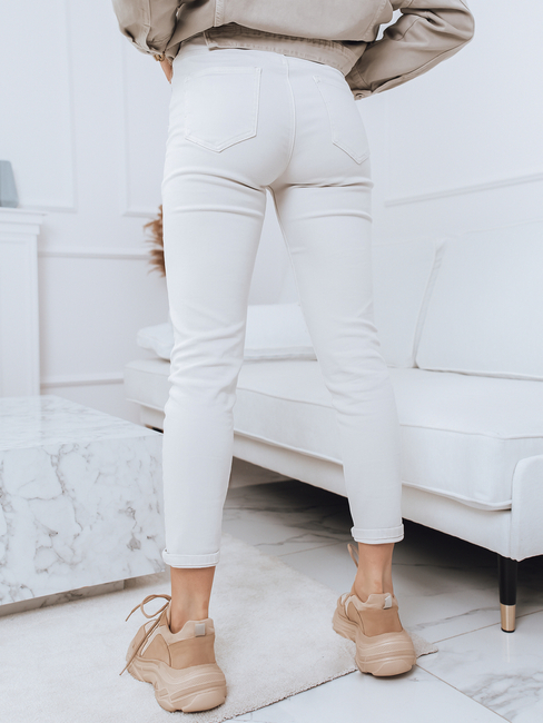 Spodnie damskie jeansowe MAYO jasnobeżowe Dstreet UY1188
