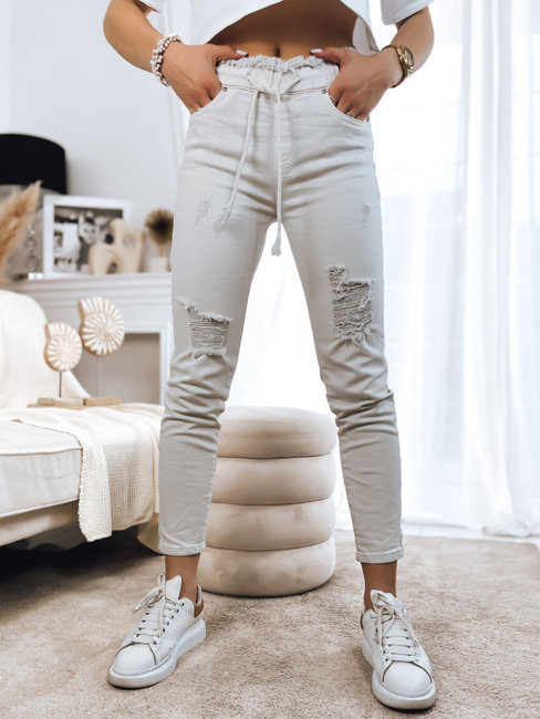 Spodnie damskie jeansowe MAYO jasnobeżowe Dstreet UY1378