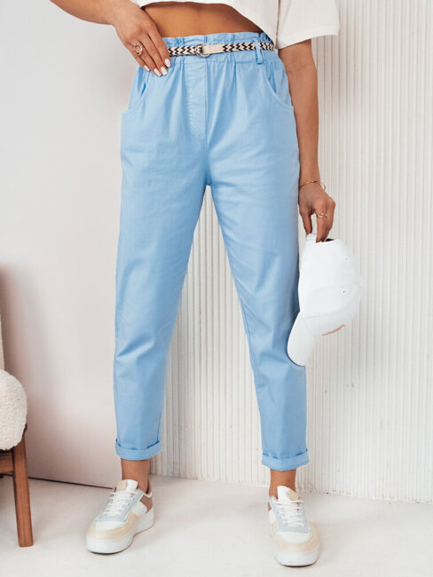 Spodnie damskie materiałowe ERLON błękitne Dstreet UY2028