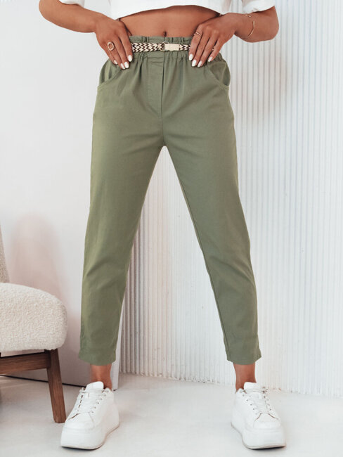 Spodnie damskie materiałowe ERLON zielone Dstreet UY2100