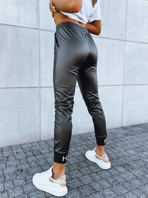 Spodnie damskie skórzane joggery TERRACE czarne Dstreet UY1695
