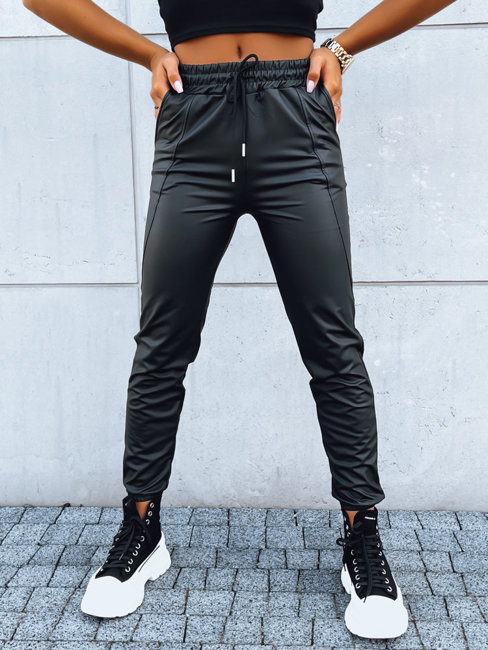 Spodnie damskie woskowane EBONY NIGHT czarne Dstreet UY1636