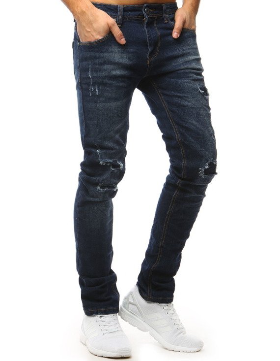 Spodnie jeansowe męskie ciemnoniebieskie UX1554