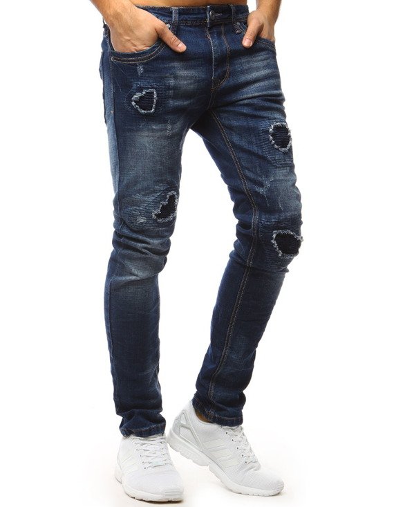 Spodnie jeansowe męskie ciemnoniebieskie UX1555