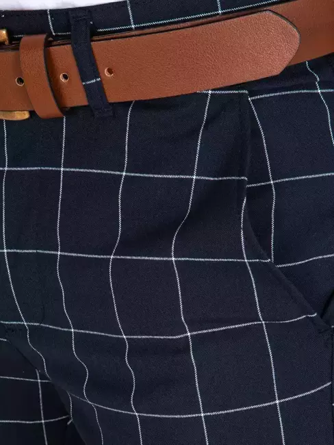 Spodnie męskie chinosy w kratę granatowe Dstreet UX3674