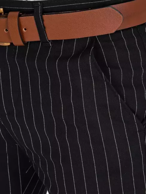 Spodnie męskie chinosy w paski czarne Dstreet UX3672