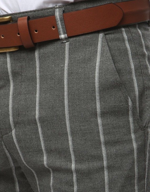 Spodnie męskie ciemnoszare w paski Dstreet UX2148