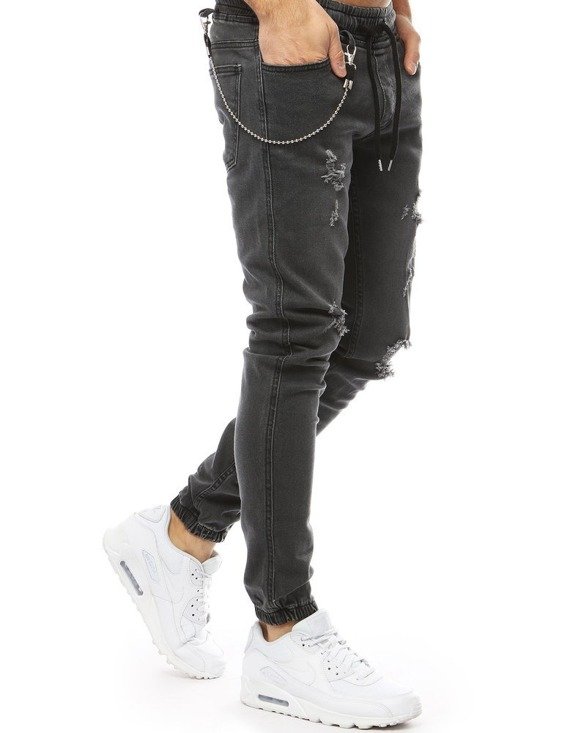 Spodnie męskie denim look joggery antracytowe UX2181