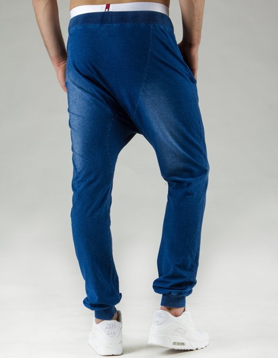 Spodnie męskie dresowe baggy niebieskie (ux0530)