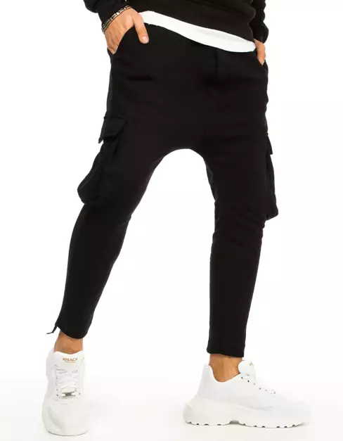 Spodnie męskie dresowe bojówki czarne Dstreet UX2885