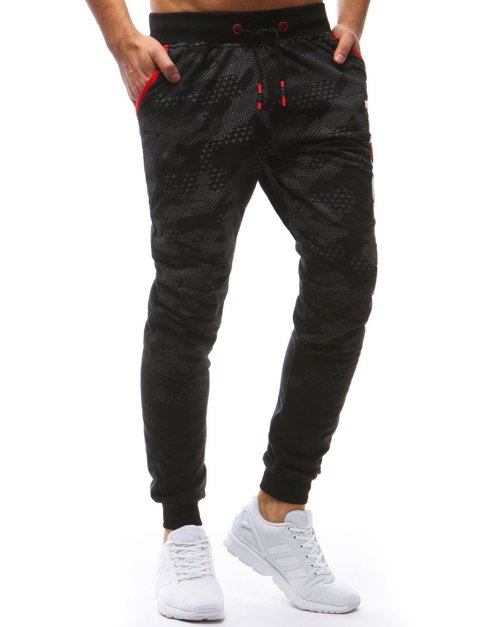 Spodnie męskie dresowe camo czarne Dstreet UX3528