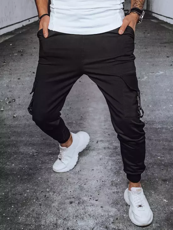 Spodnie męskie dresowe joggery czarne Dstreet UX3708