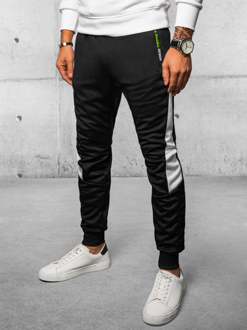Spodnie męskie dresowe joggery czarne Dstreet UX4107
