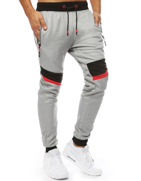 Spodnie męskie dresowe joggery jasnoszare UX2109