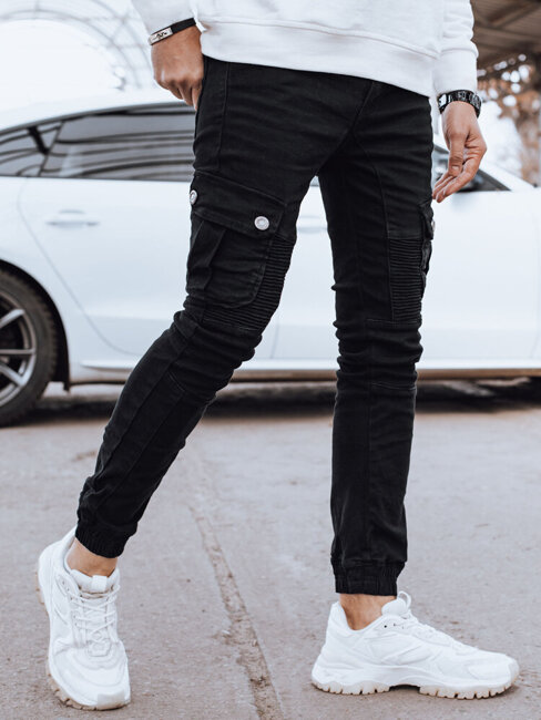 Spodnie męskie jeansowe bojówki czarne Dstreet UX4330