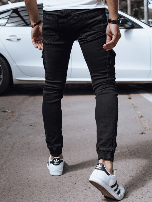 Spodnie męskie jeansowe bojówki czarne Dstreet UX4357