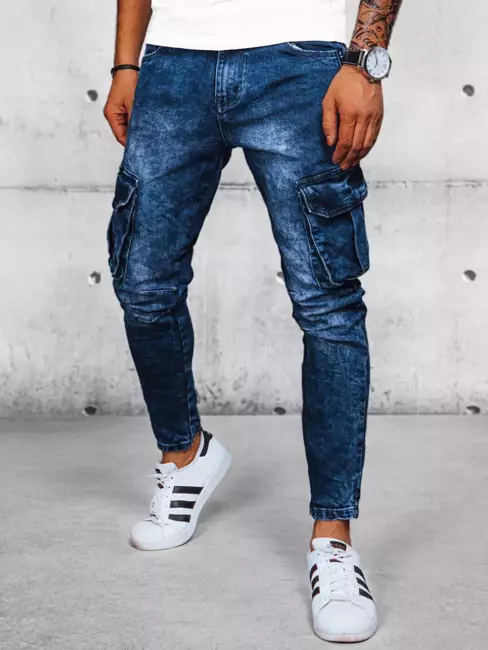 Spodnie męskie jeansowe bojówki niebieskie Dstreet UX3938