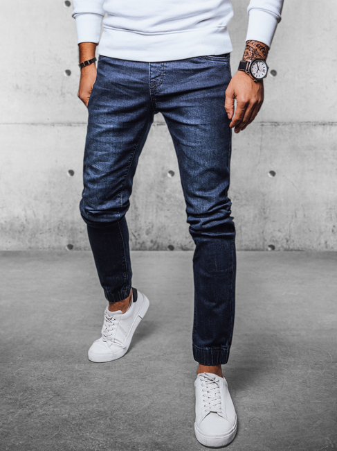 Spodnie męskie jeansowe joggery ciemnoniebieskie Dstreet UX4070