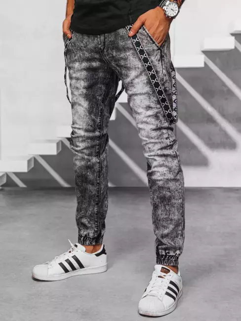Spodnie męskie jeansowe joggery czarne Dstreet UX3943