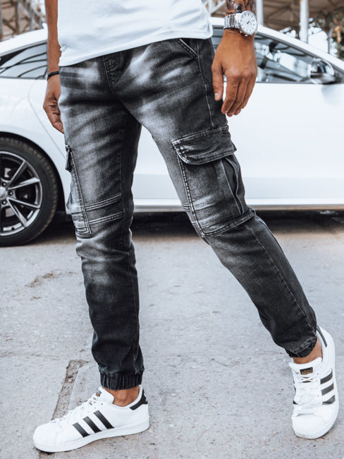 Spodnie męskie jeansowe joggery czarne Dstreet UX4040