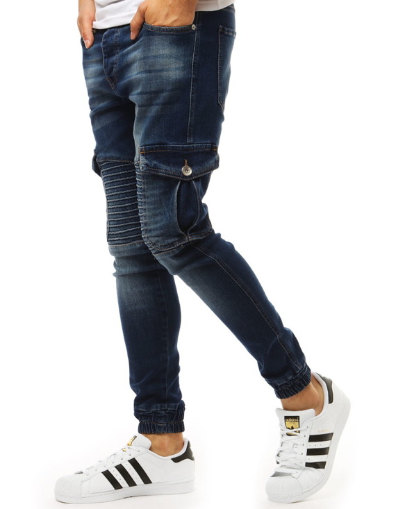 Spodnie męskie jeansowe joggery granatowe UX1930