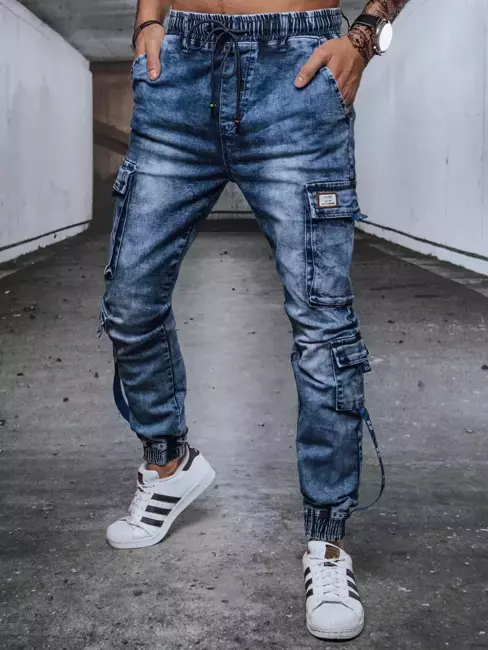 Spodnie męskie jeansowe joggery niebieskie Dstreet UX3588