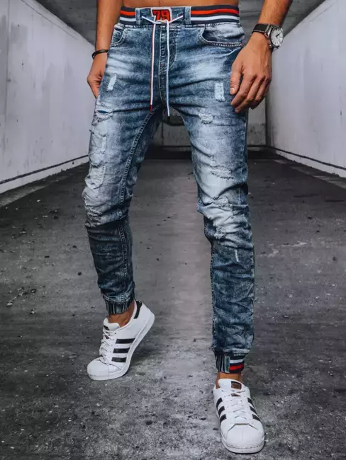 Spodnie męskie jeansowe joggery niebieskie Dstreet UX3598