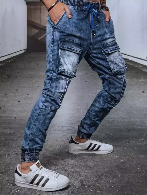 Spodnie męskie jeansowe joggery niebieskie Dstreet UX3722