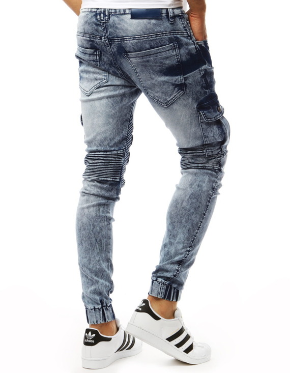 Spodnie męskie jeansowe joggery niebieskie UX1853