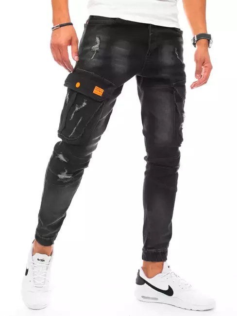 Spodnie męskie jeansowe typu bojówki czarne Dstreet UX3256
