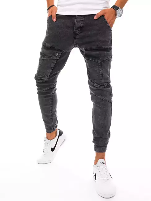 Spodnie męskie jeansowe typu bojówki czarne Dstreet UX3272