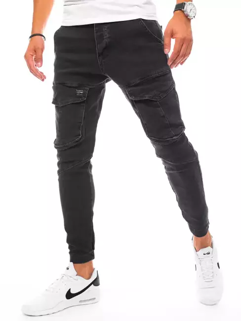 Spodnie męskie jeansowe typu bojówki czarne Dstreet UX3274
