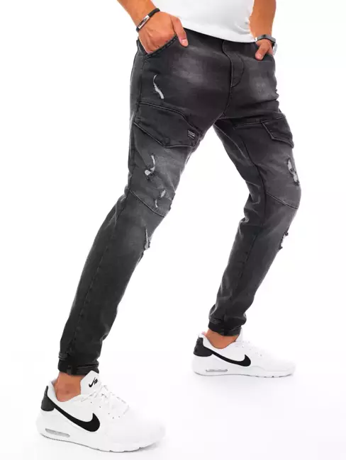 Spodnie męskie jeansowe typu bojówki czarne Dstreet UX3276