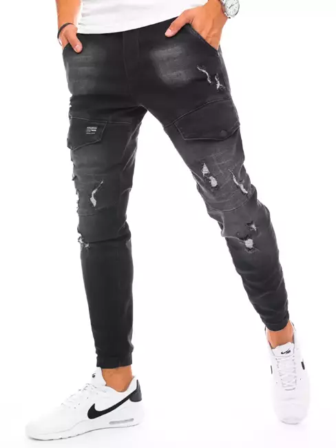 Spodnie męskie jeansowe typu bojówki czarne Dstreet UX3277