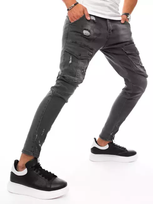 Spodnie męskie jeansowe typu bojówki czarne Dstreet UX3290