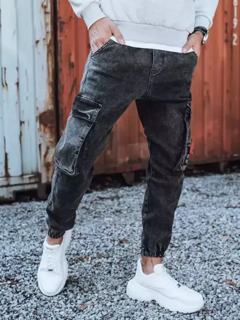 Spodnie męskie jeansowe typu bojówki czarne Dstreet UX3310