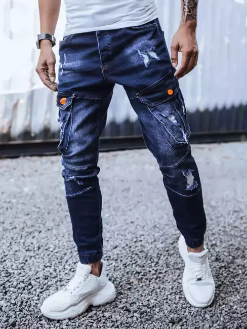 Spodnie męskie jeansowe typu bojówki granatowe Dstreet UX3262