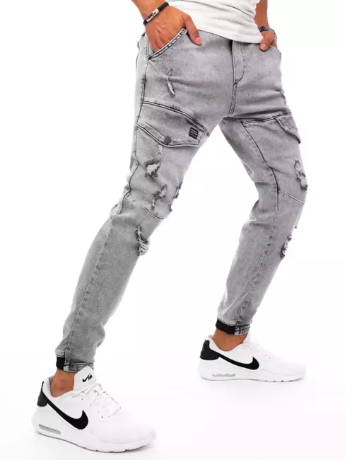 Spodnie męskie jeansowe typu bojówki jasnoszare Dstreet UX3279